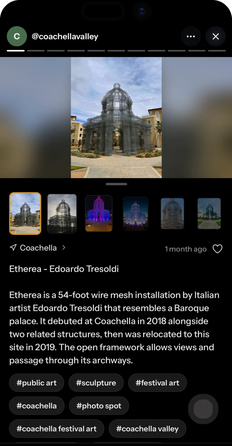 A crumb opened: photos of Etherea by Edoardo Tresoldi, the story of the sculpture, and its tags